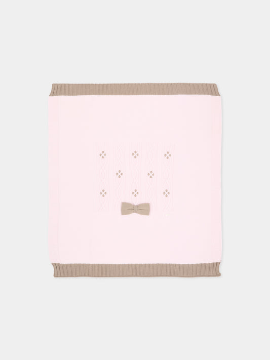 Coperta rosa per neonata con fiocco,Colorichiari,FF778589 4977 8224