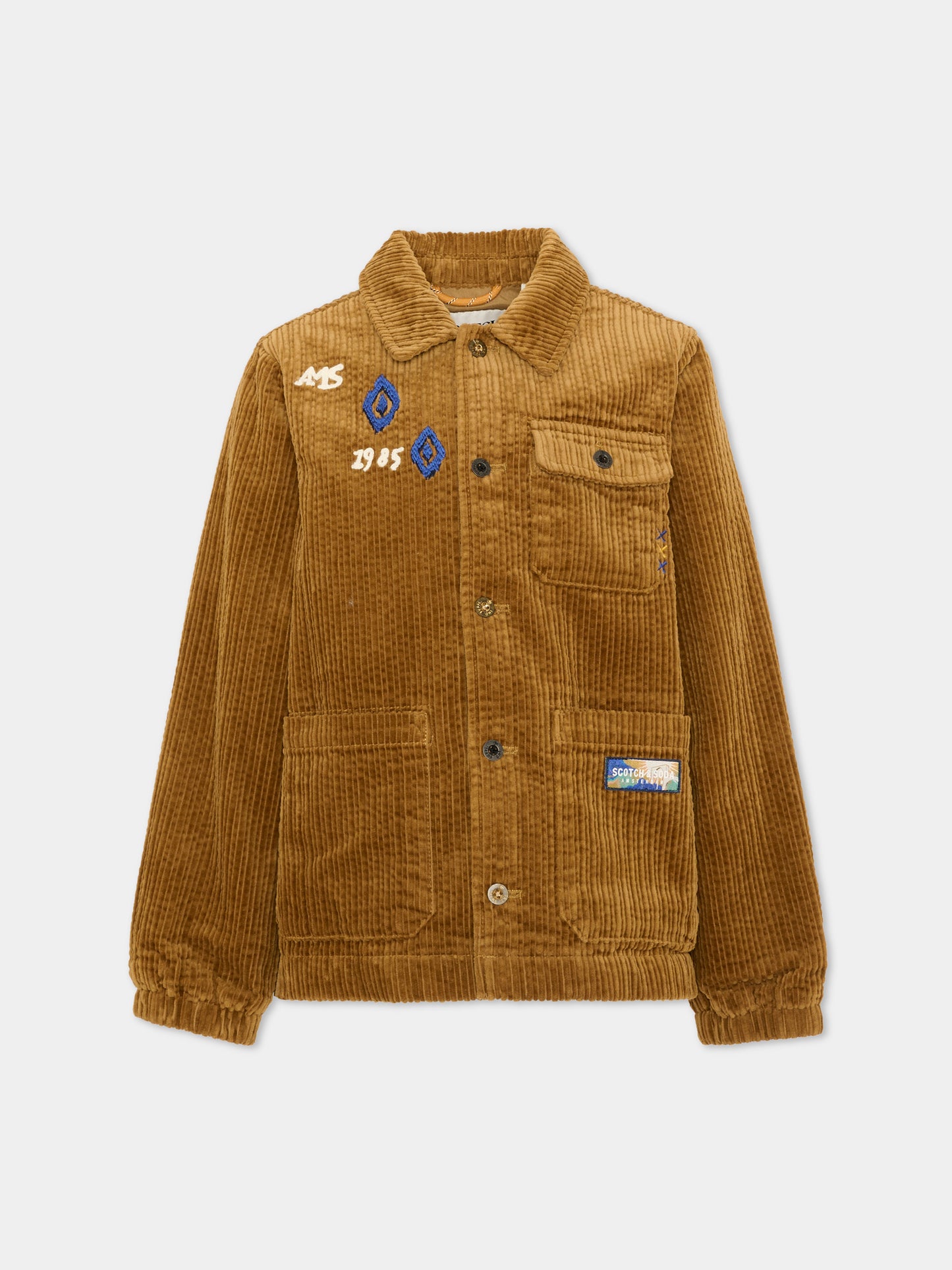 Giacca marrone in corduroy ricamata per bambino,Scotch&soda,183295 230