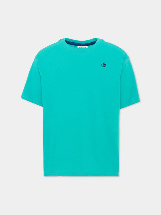 T-shirt azzurra per bambino con ricamo,Scotch&soda,183357 300