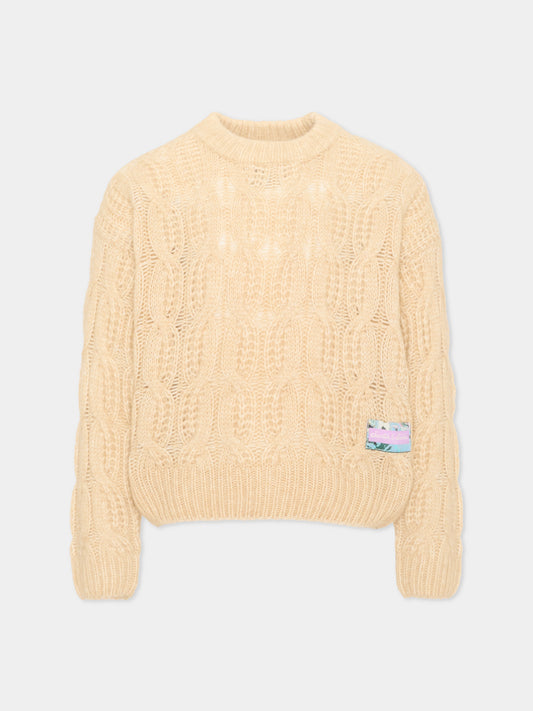 Maglione avorio per bambina a trecce,Scotch&soda,183491 260