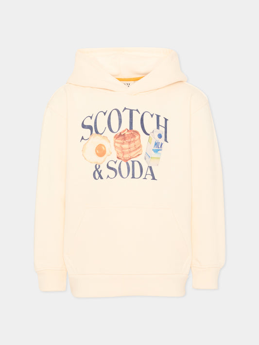 Felpa avorio per bambino con logo,Scotch&soda,184439 100