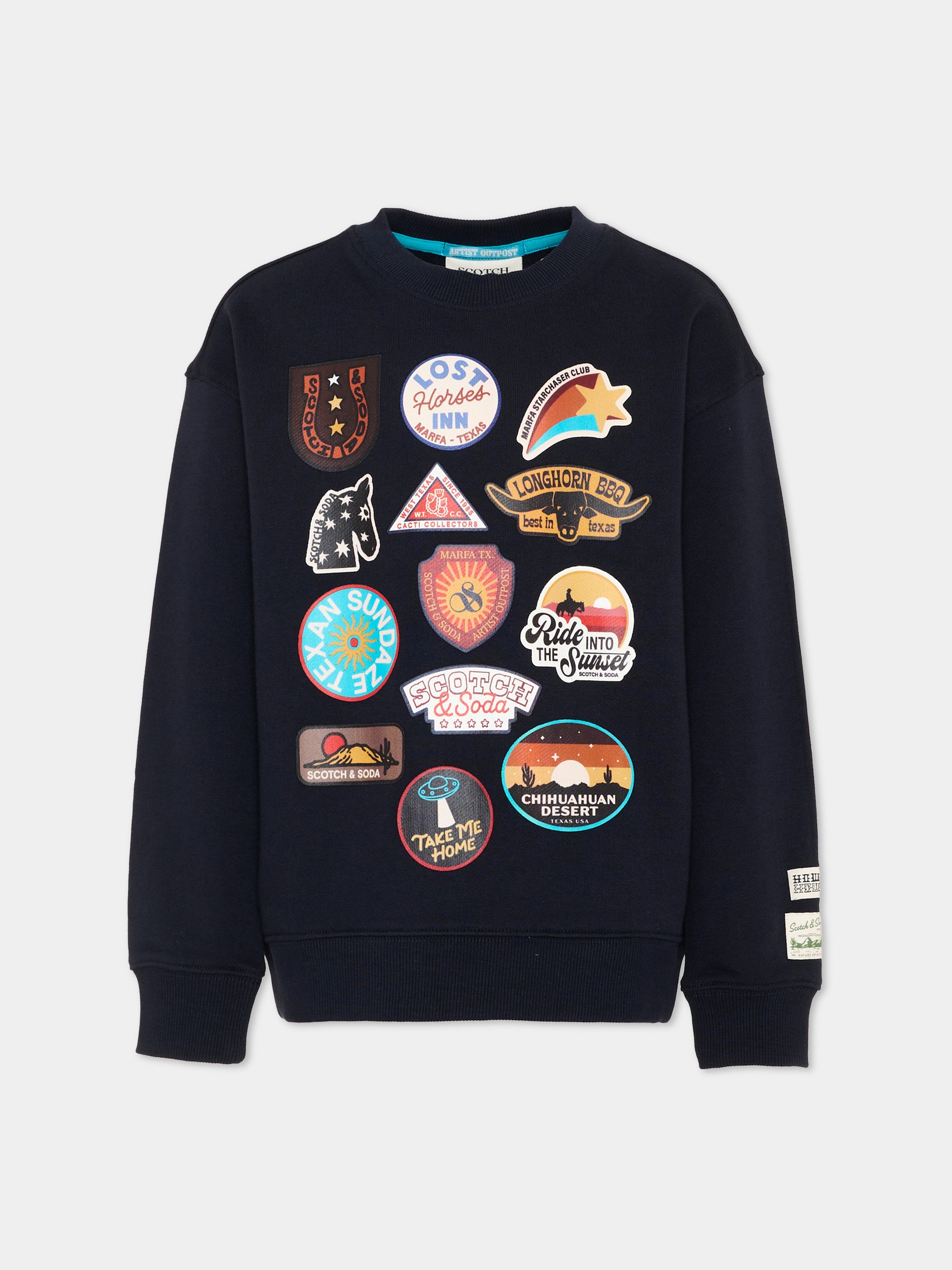 Felpa blu per bambino con patch,Scotch&soda,183025 401