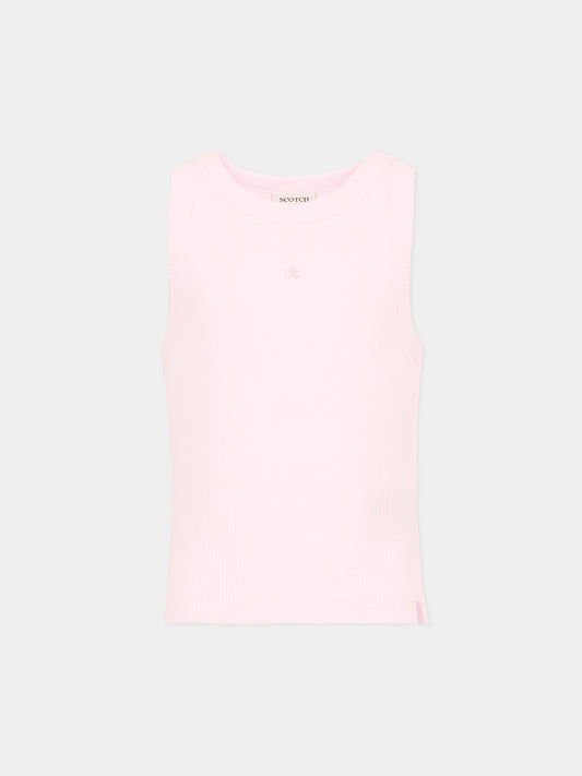 Canotta lilla per bambina a costine,Scotch&soda,182092 651