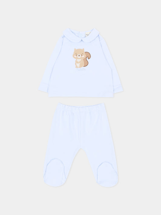 Completo nascita azzurro per neonato con scoiattolo,Nanán,I26013A
