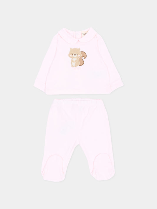 Completo nascita rosa per neonata con scoiattolo,Nanán,I26013R
