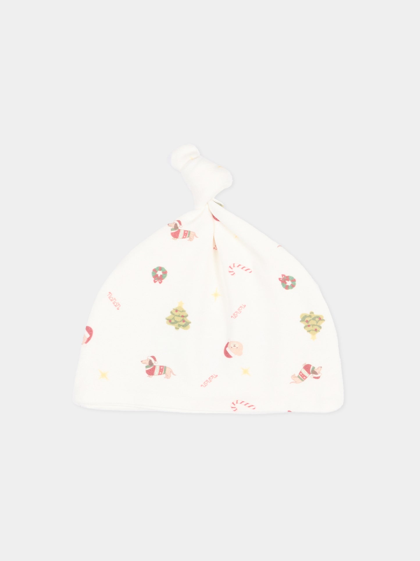 Cappello avorio per neonati con stampa Natale,Nanán,I26027OW