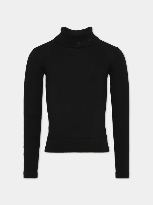 Dolcevita nero per bambina con logo,Pinko,KFMA038 C FL134 N000