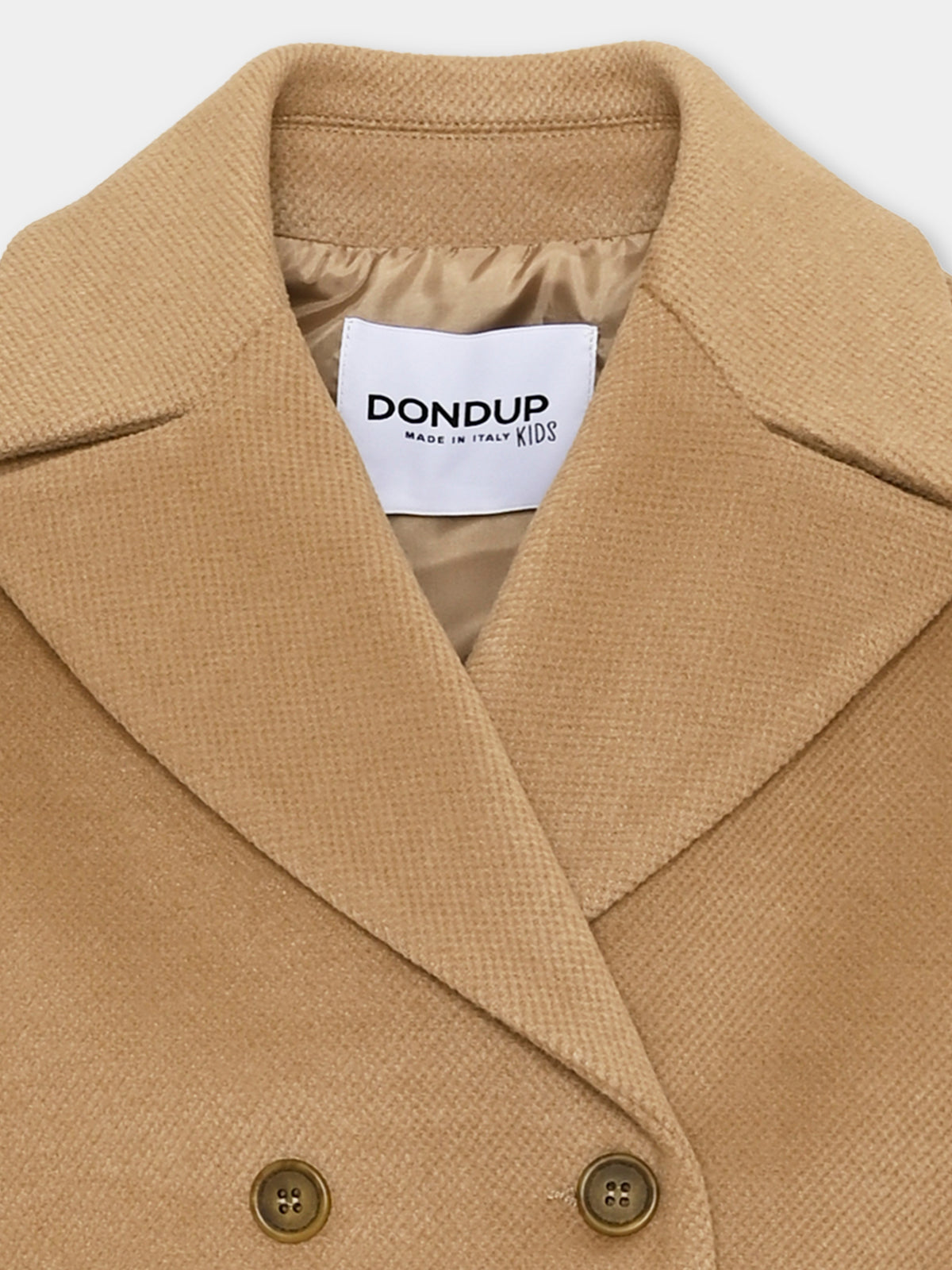 Cappotto beige per bambina doppiopetto,Dondup Kids,DFGB031 0 TV146 6013