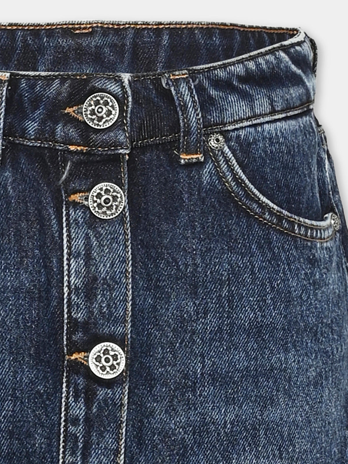 Gonna denim per bambina con bottoni,Dondup Kids,DFGO034 C CF054 4005