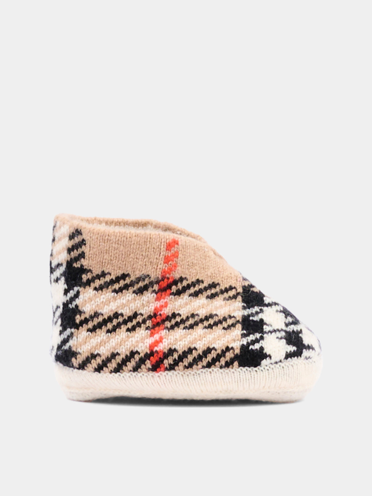 Babbucce beige per neonati con vintage check,Burberry Kids,8131324 B9368