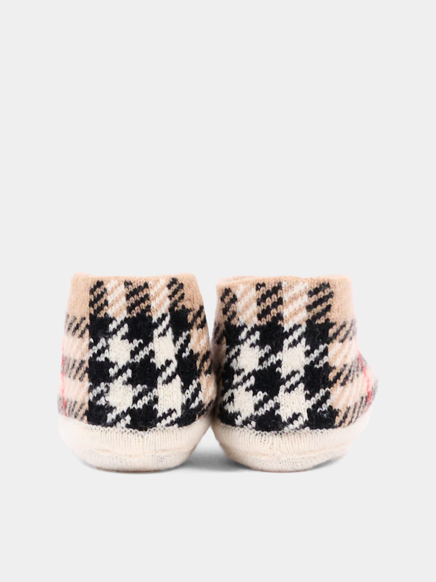 Babbucce beige per neonati con vintage check,Burberry Kids,8131324 B9368