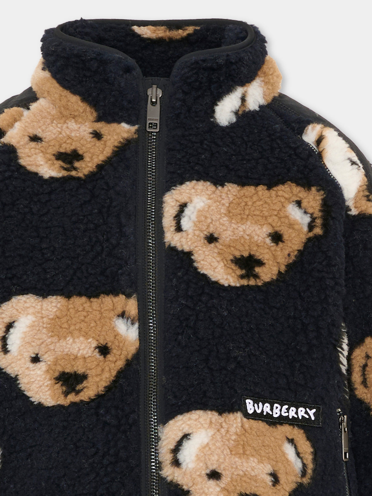 Ecopelliccia nera per bambino con orsi,Burberry Kids,8131056 A1094