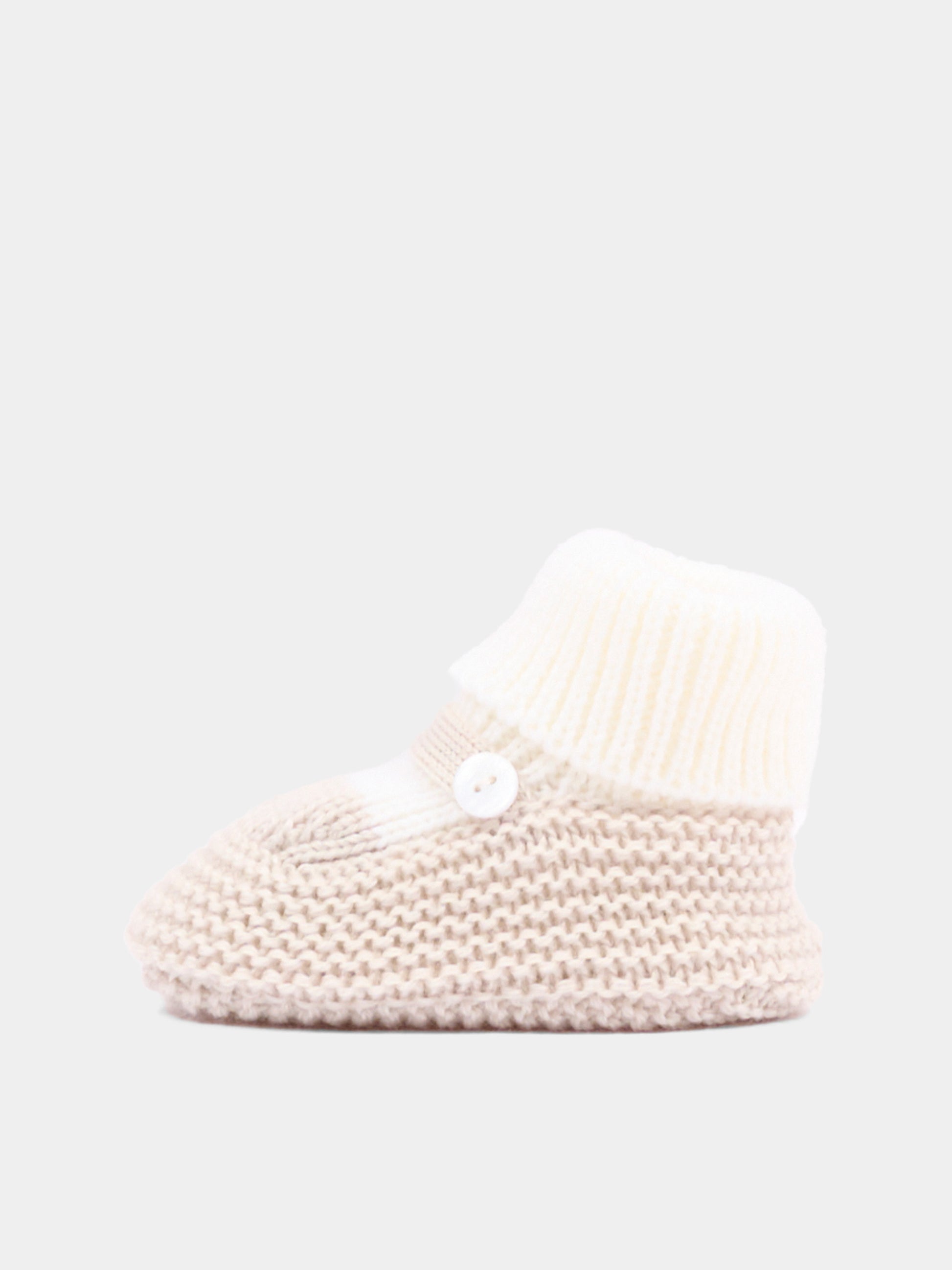 Babbucce bìbeige  per neonati in tricot,Little Bear,4129 LATTE/BURRO