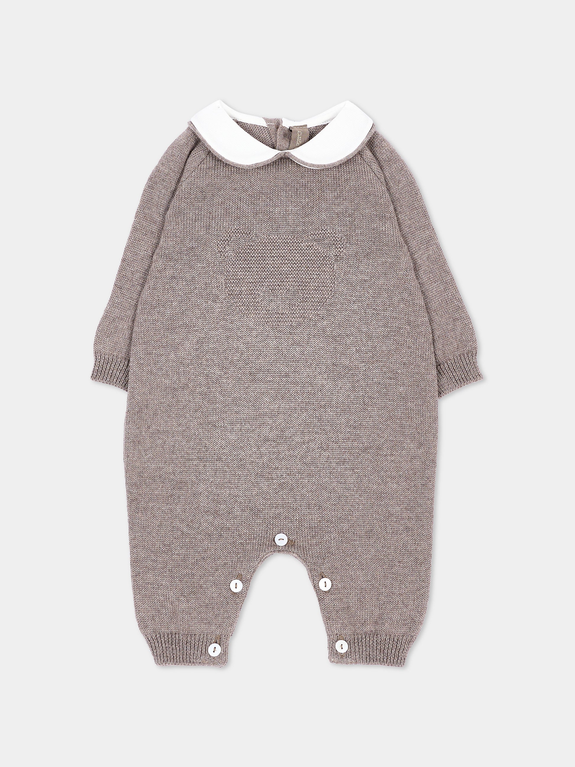 Cardigan beige per neonati con colletto,Little Bear,4134 TORTORA