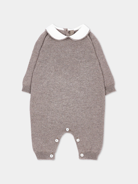 Cardigan beige per neonati con colletto,Little Bear,4134 TORTORA
