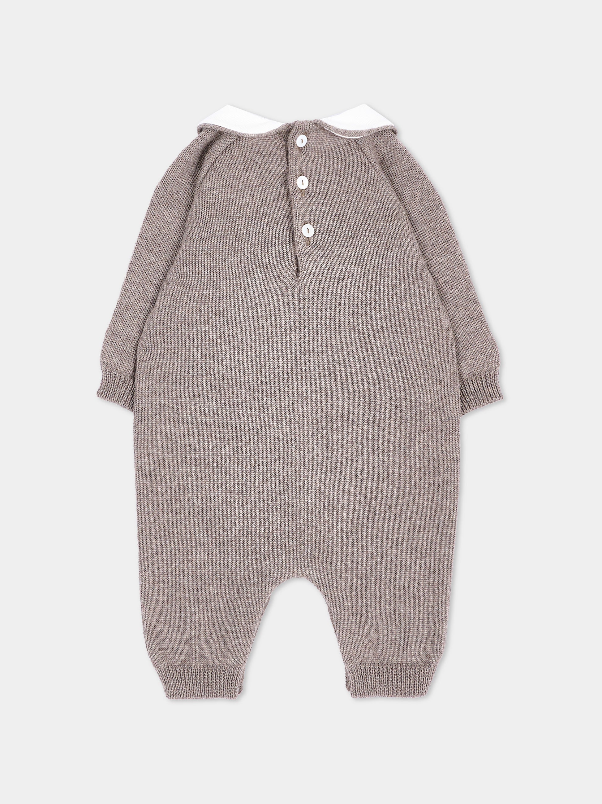 Cardigan beige per neonati con colletto,Little Bear,4134 TORTORA