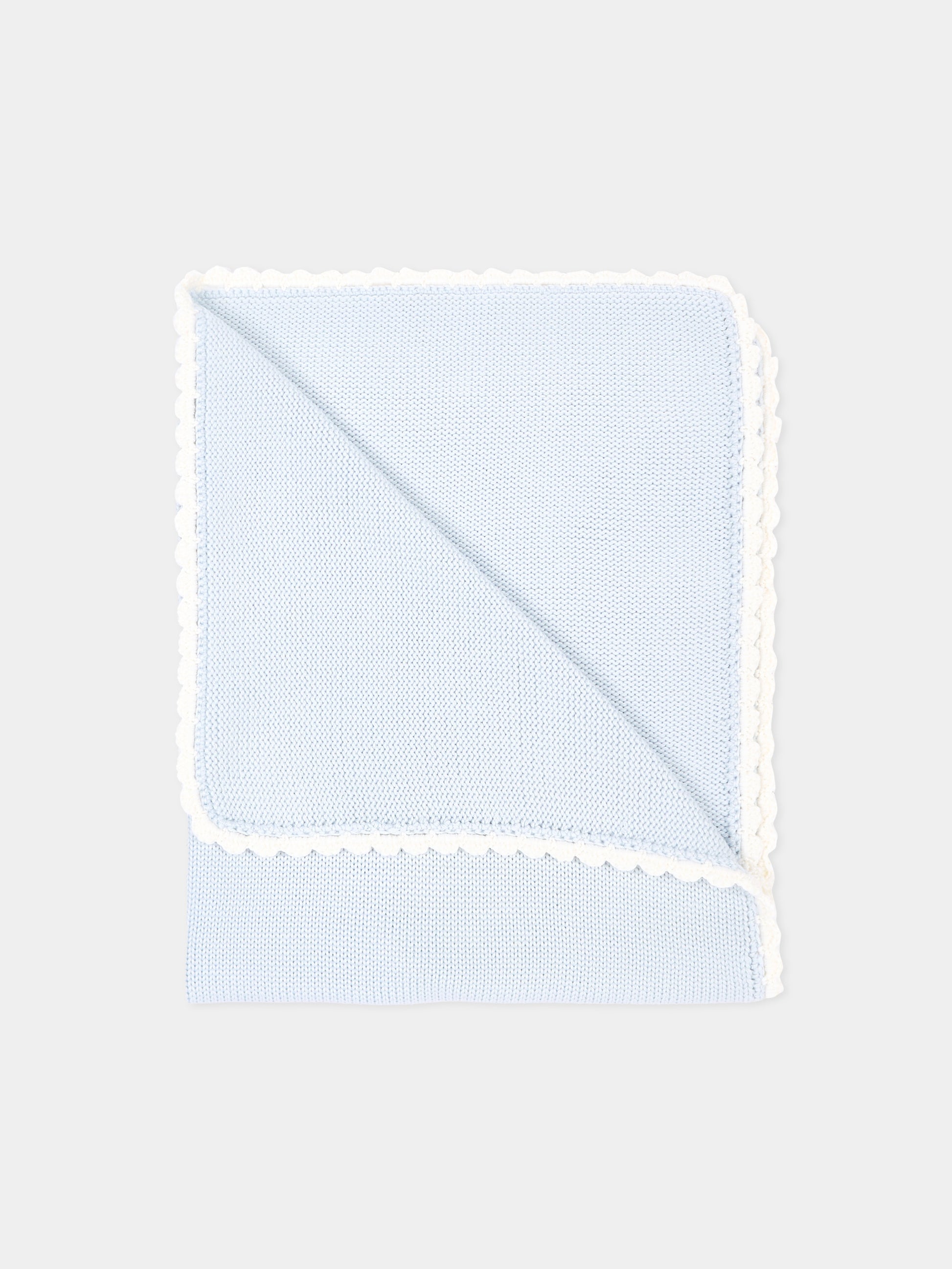 Copertina bianca e celeste per neonato,Little Bear,4000 CIELO/LATTE