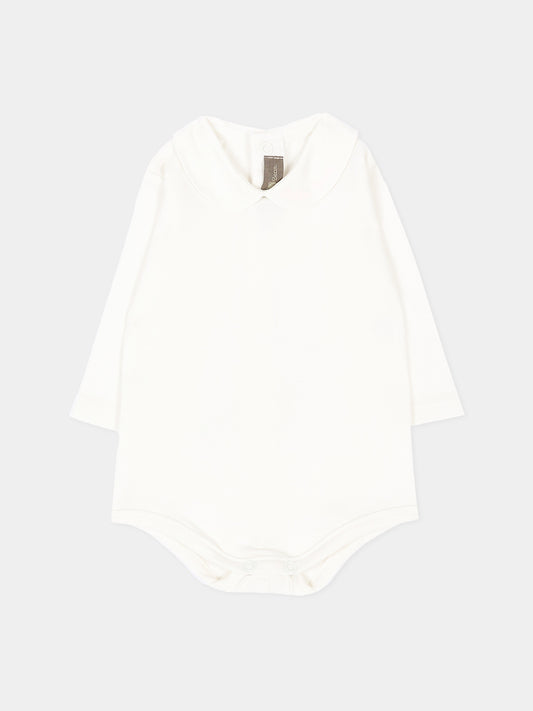 Body bianco per neonata con colletto,Little Bear,5024 LATTE/CIPRIA