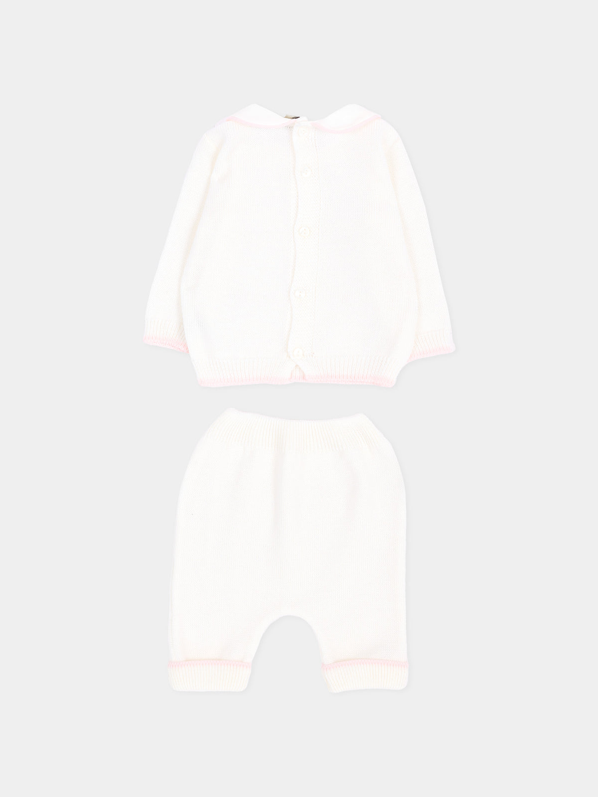 Completo nascita avorio con pois rosa per neonata,Little Bear,4109 LATTE/ROSA