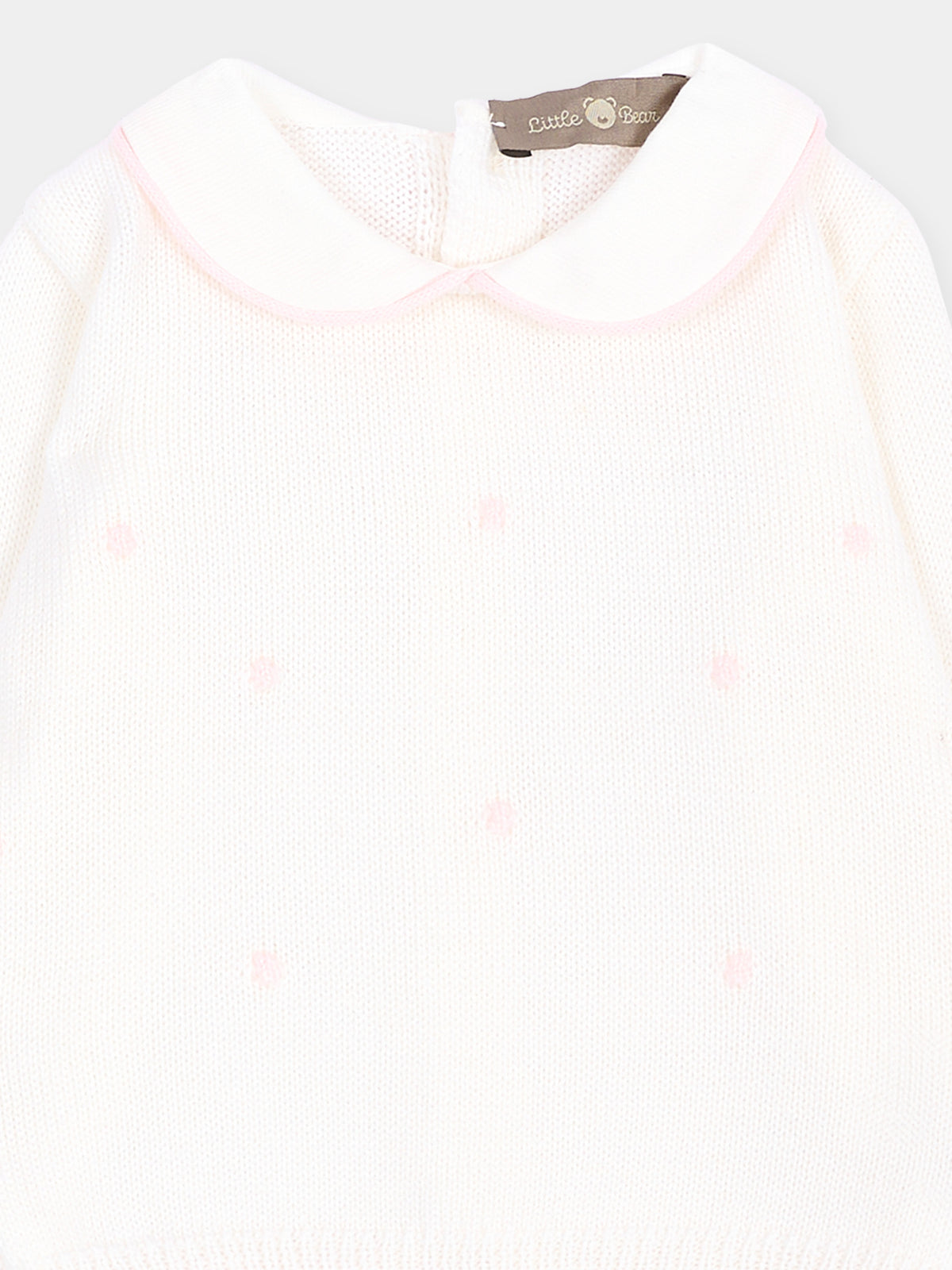 Completo nascita avorio con pois rosa per neonata,Little Bear,4109 LATTE/ROSA