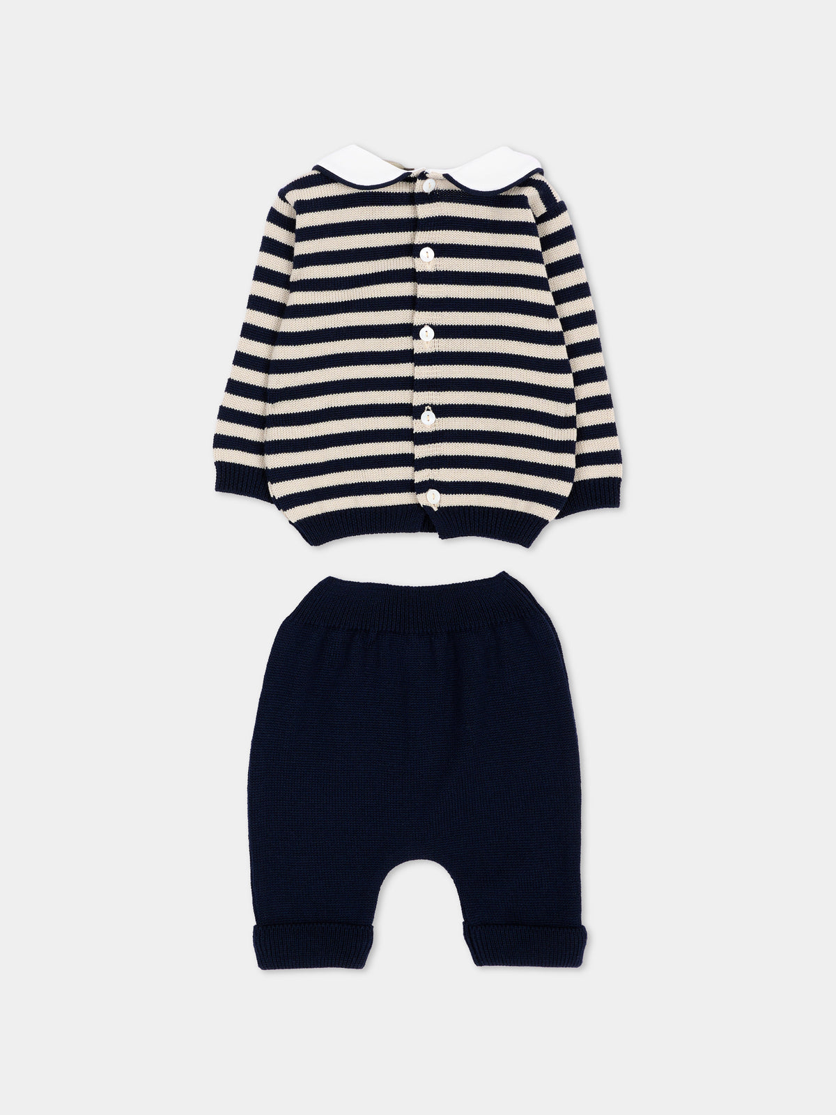 Completo nascita blu per neonato a righe,Little Bear,4114 BLU/BURRO
