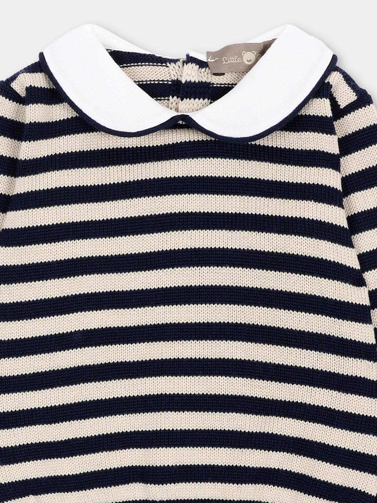Completo nascita blu per neonato a righe,Little Bear,4114 BLU/BURRO