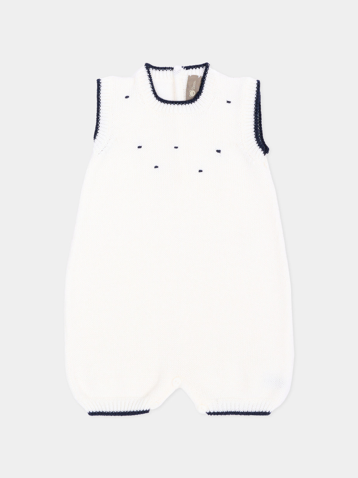 Pagliaccetto blu per neonato con ricami,Little Bear,4014 LATTE/BLU