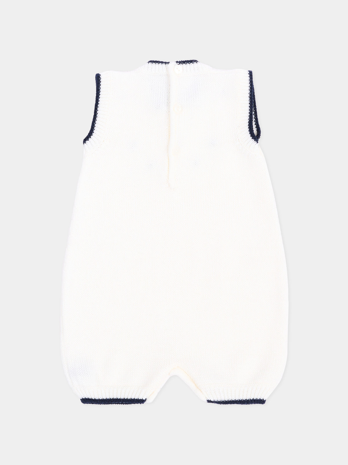 Pagliaccetto blu per neonato con ricami,Little Bear,4014 LATTE/BLU