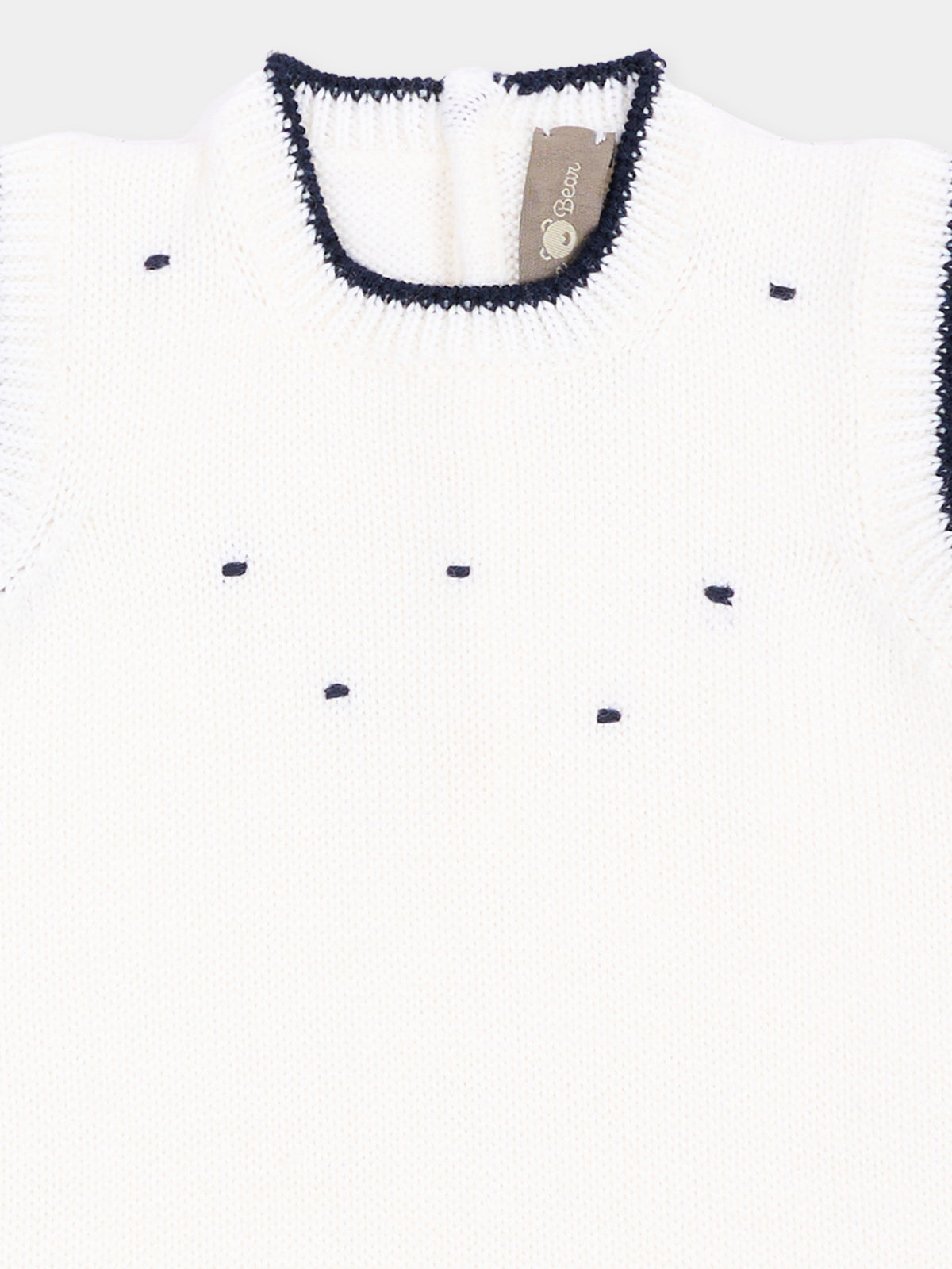 Pagliaccetto blu per neonato con ricami,Little Bear,4014 LATTE/BLU