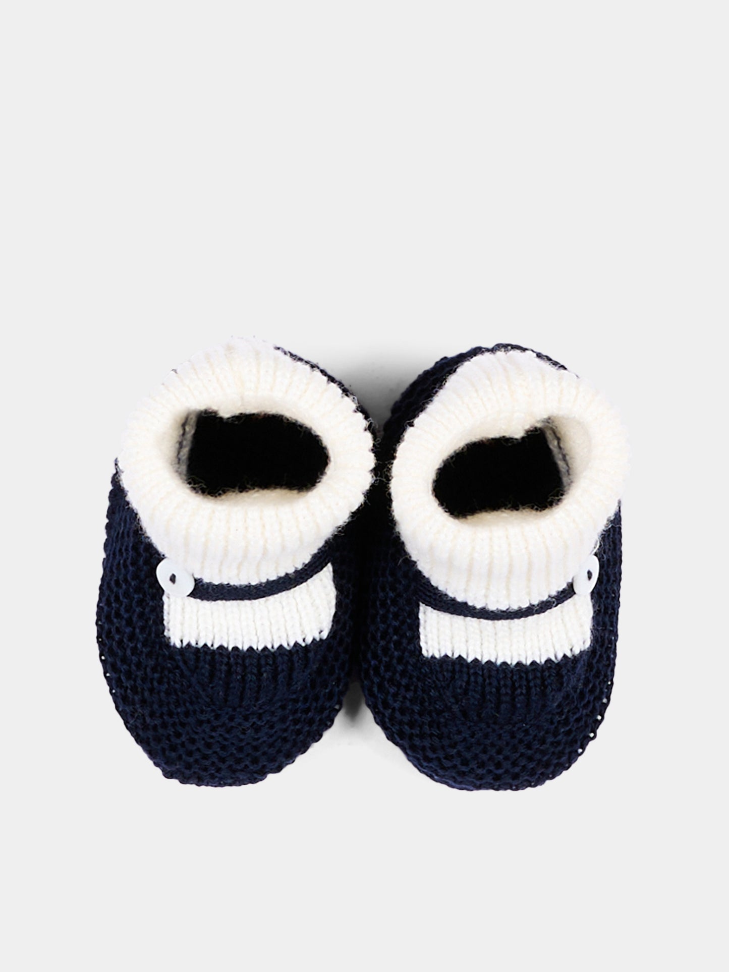 Babbucce blu per neonato in tricot,Little Bear,4129 LATTE/BLU