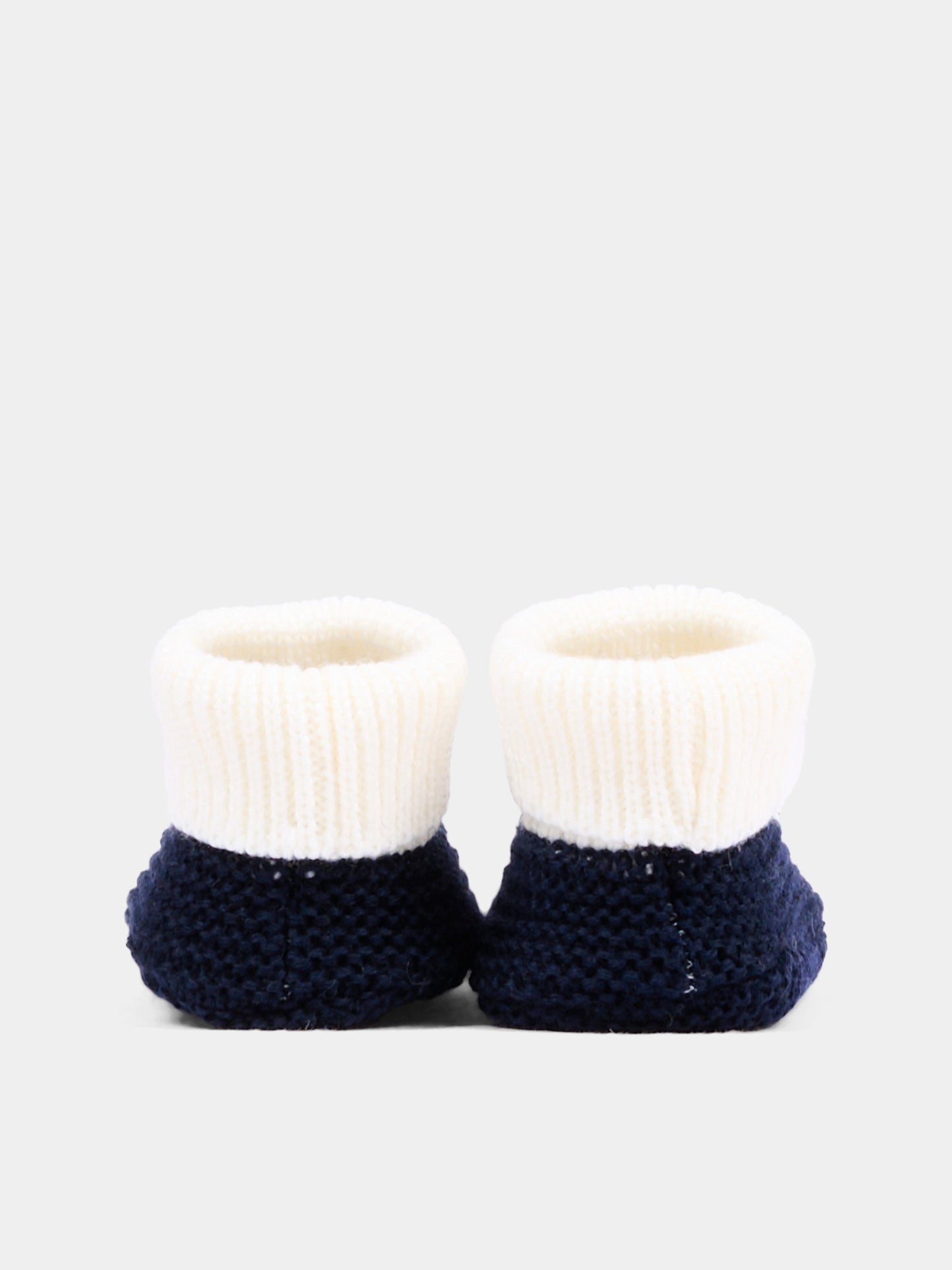 Babbucce blu per neonato in tricot,Little Bear,4129 LATTE/BLU