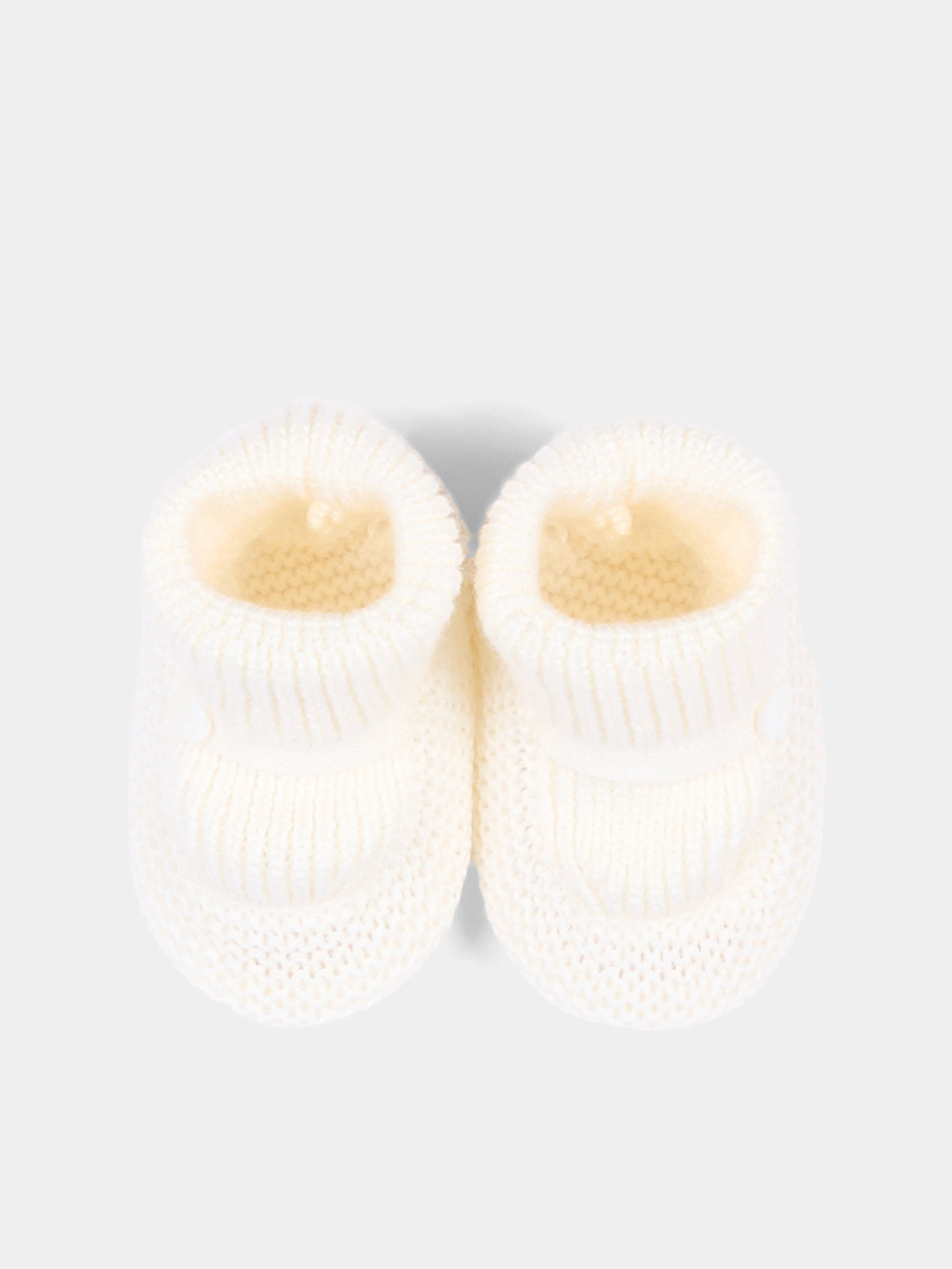 Babbucce avorio per neonato tricot,Little Bear,4129 LATTE