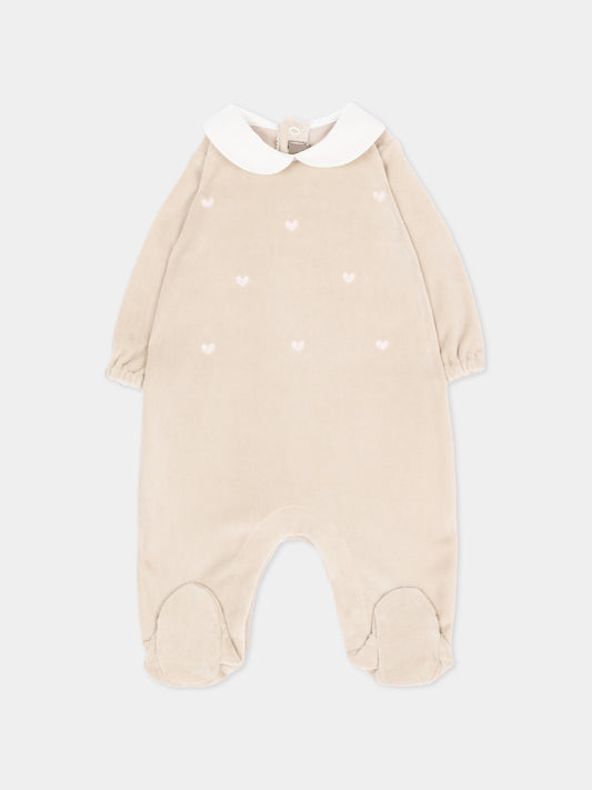 Tutina marrone per neonato con cuori,Little Bear,4046 TORTORA/CIELO