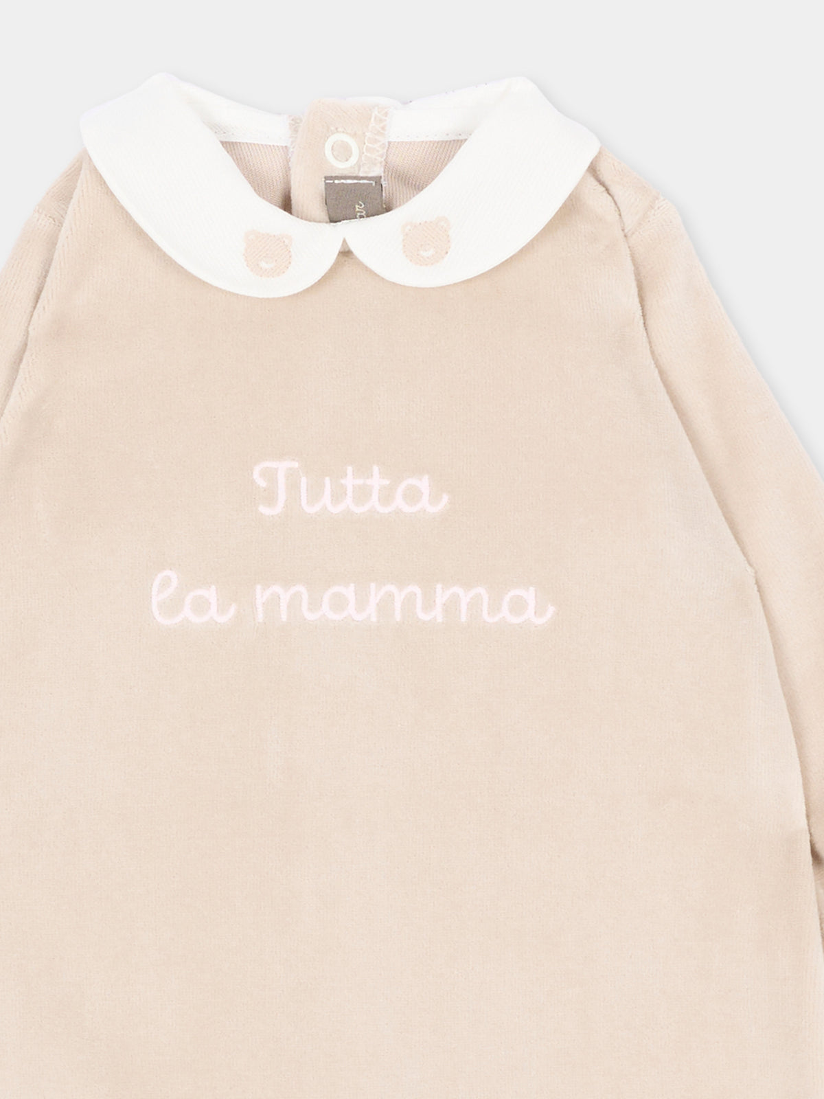 Tutina marrone per neonata con ricamo,Little Bear,4050 TORTORA/ROSA