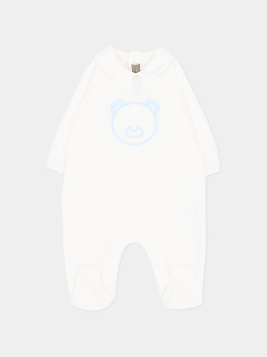 Tutina bianca per neonato con orsetto,Little Bear,4043 LATTE/CIELO