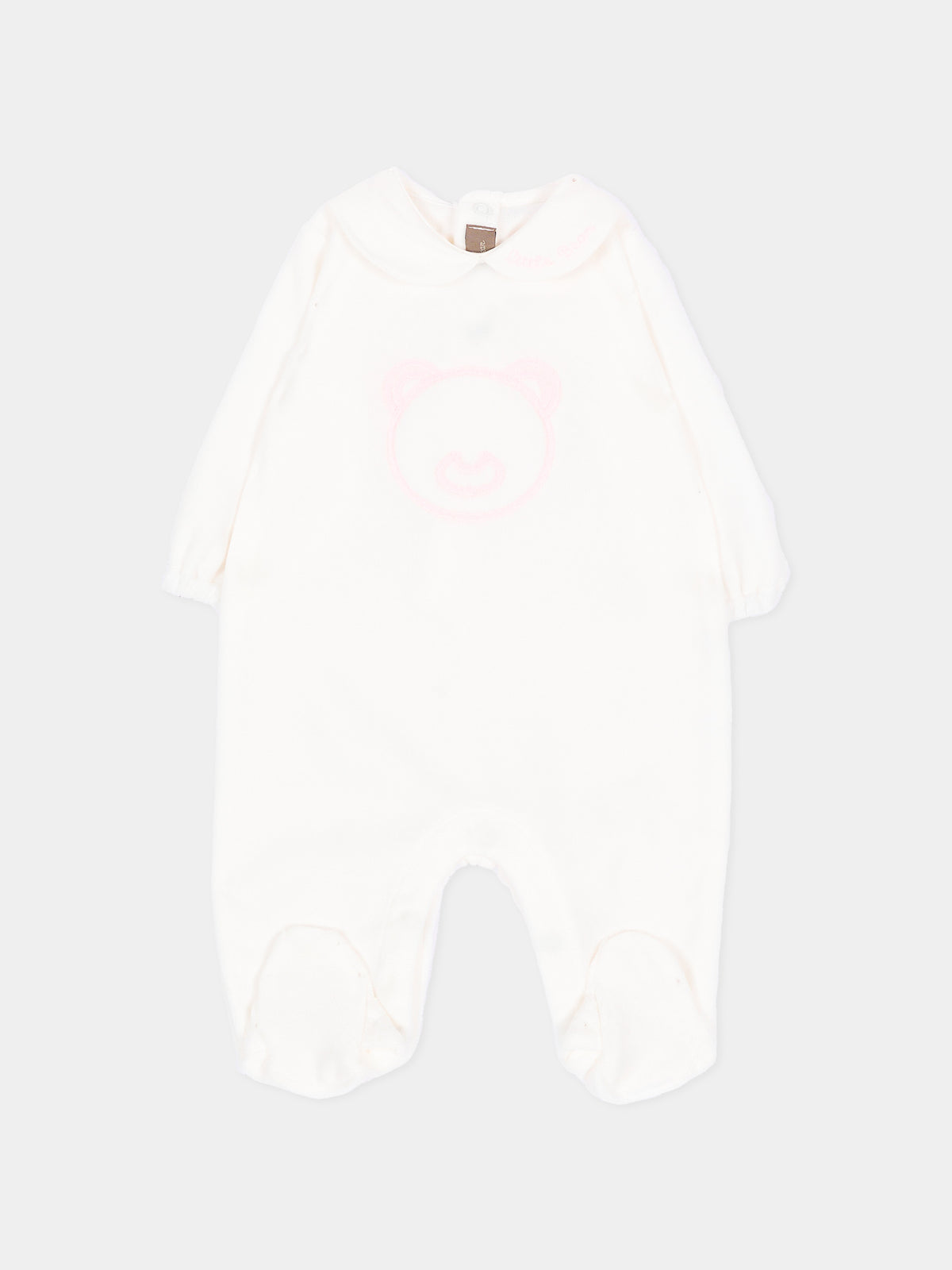 Tutina bianca per neonata con orsetto,Little Bear,4043 LATTE/ROSA