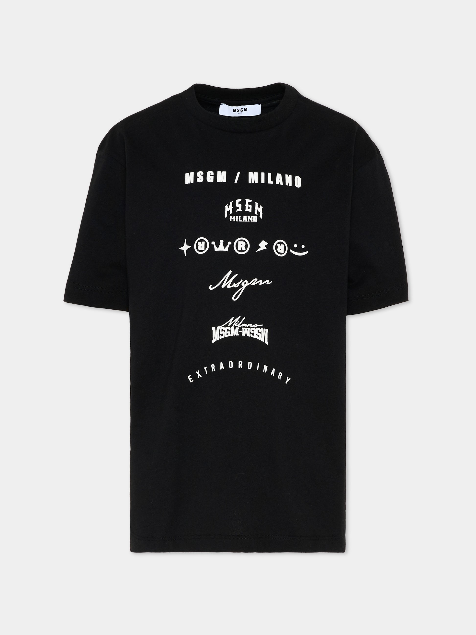 T-Shirt nera per bambino con logo,Msgm Kids,F5MSJBTH222 110