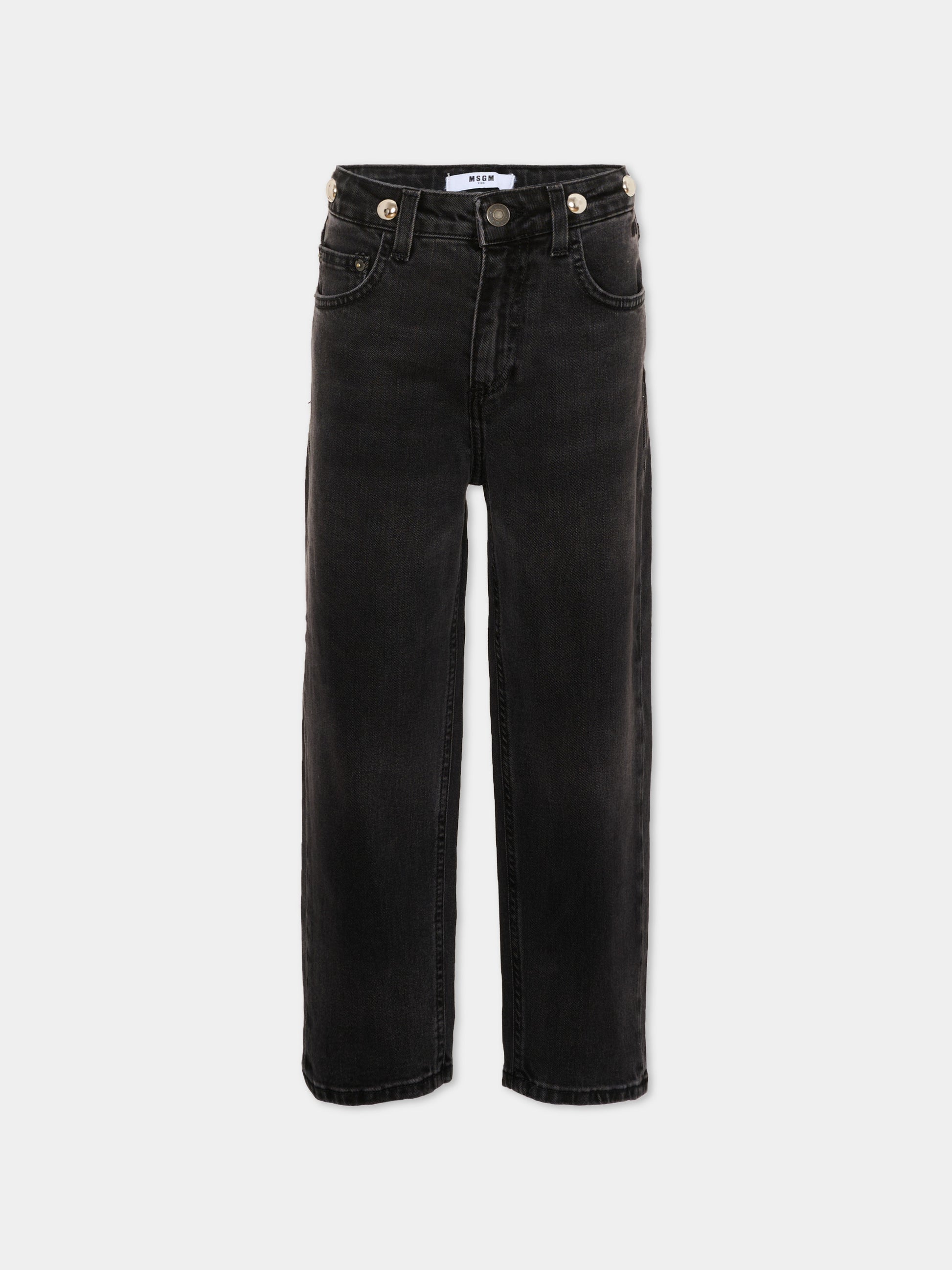 Jeans neri per bambina con borchie,Msgm Kids,F5MSJGDP033 110