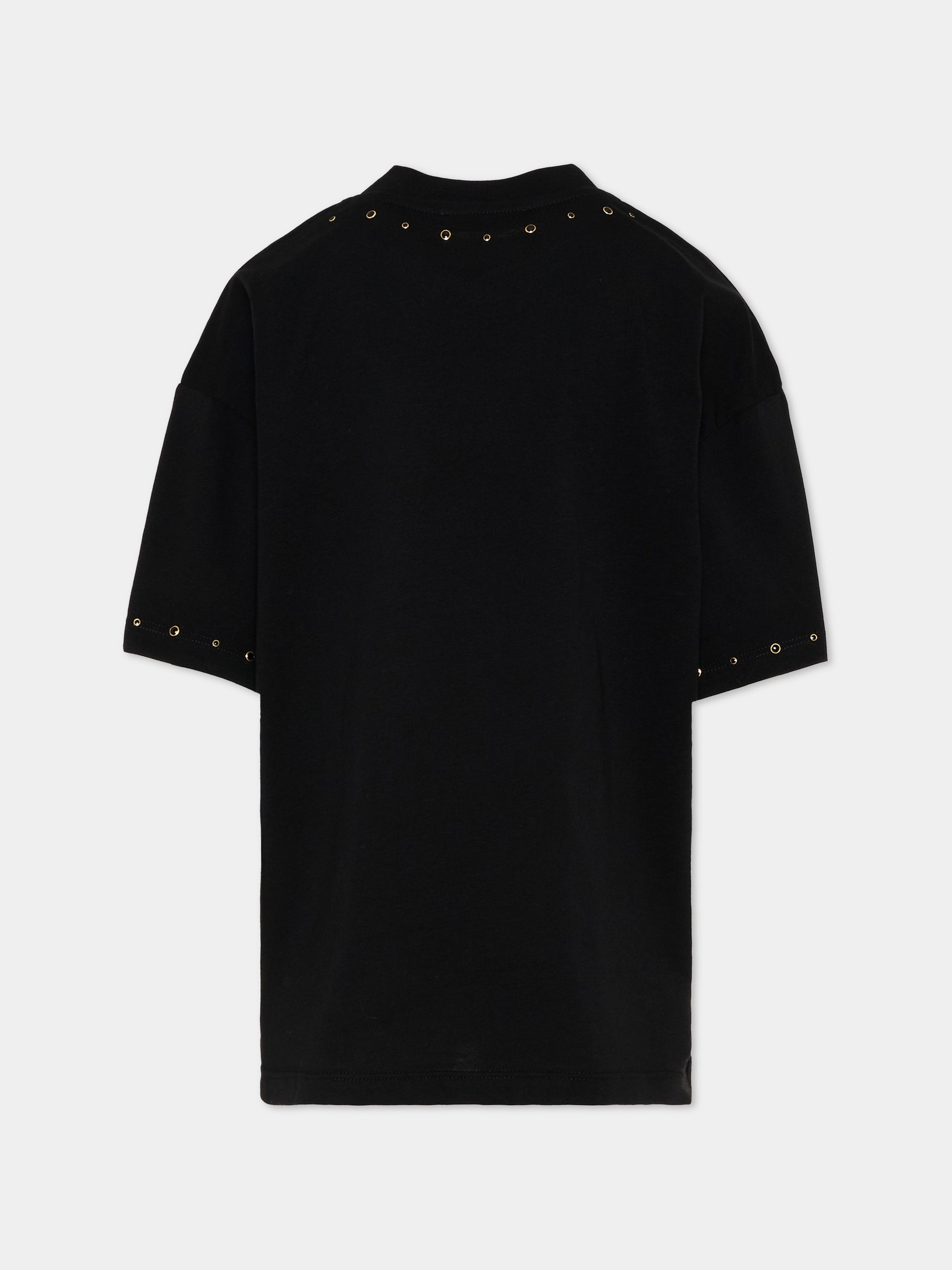 T-Shirt nera per bambina con borchie,Msgm Kids,F5MSJGTH149 110