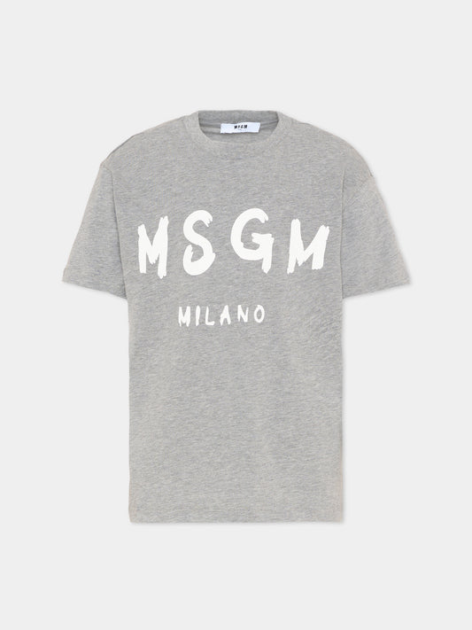 T-Shirt grigia per bambini con logo,Msgm Kids,F5MSJUTH007 104