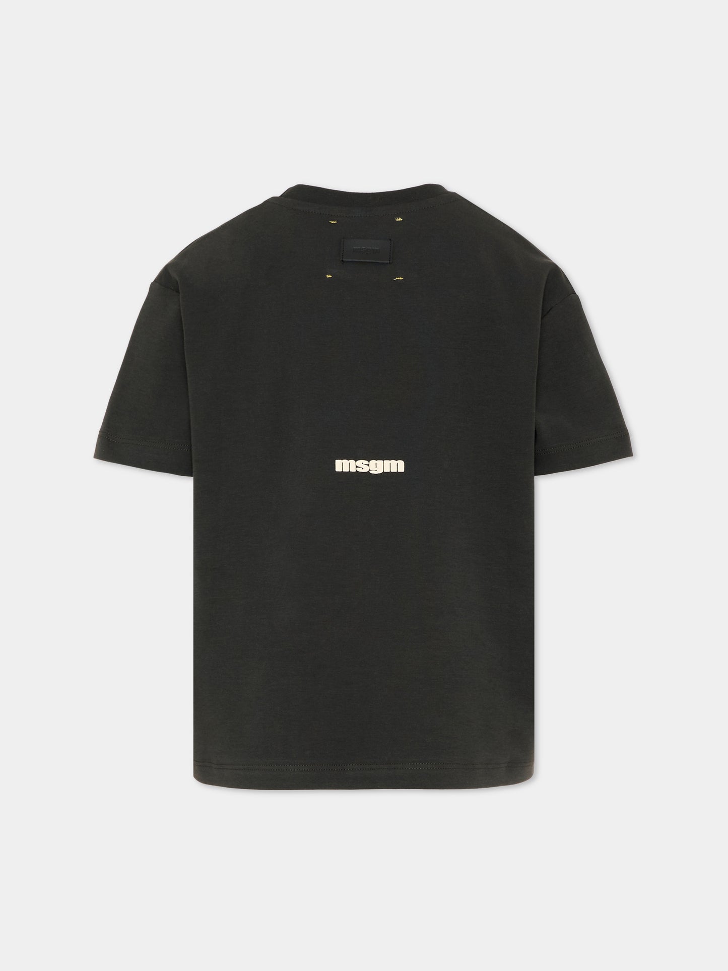 T-Shirt nera per bambini con logo,Msgm Kids,F5MSJUTH055 MS040