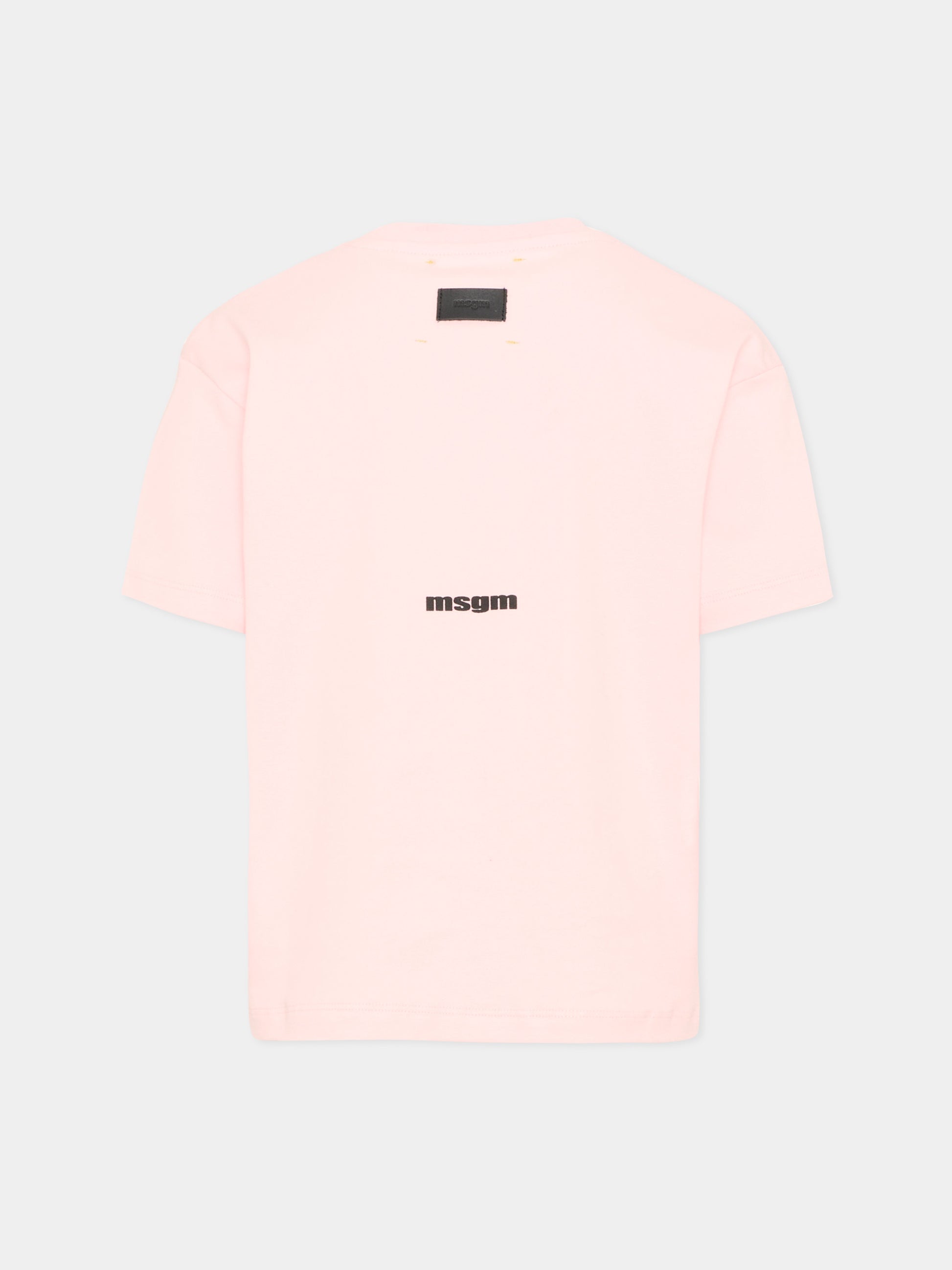 T-shirt rosa per bambina con logo,Msgm Kids,F5MSJUTH055 MS044