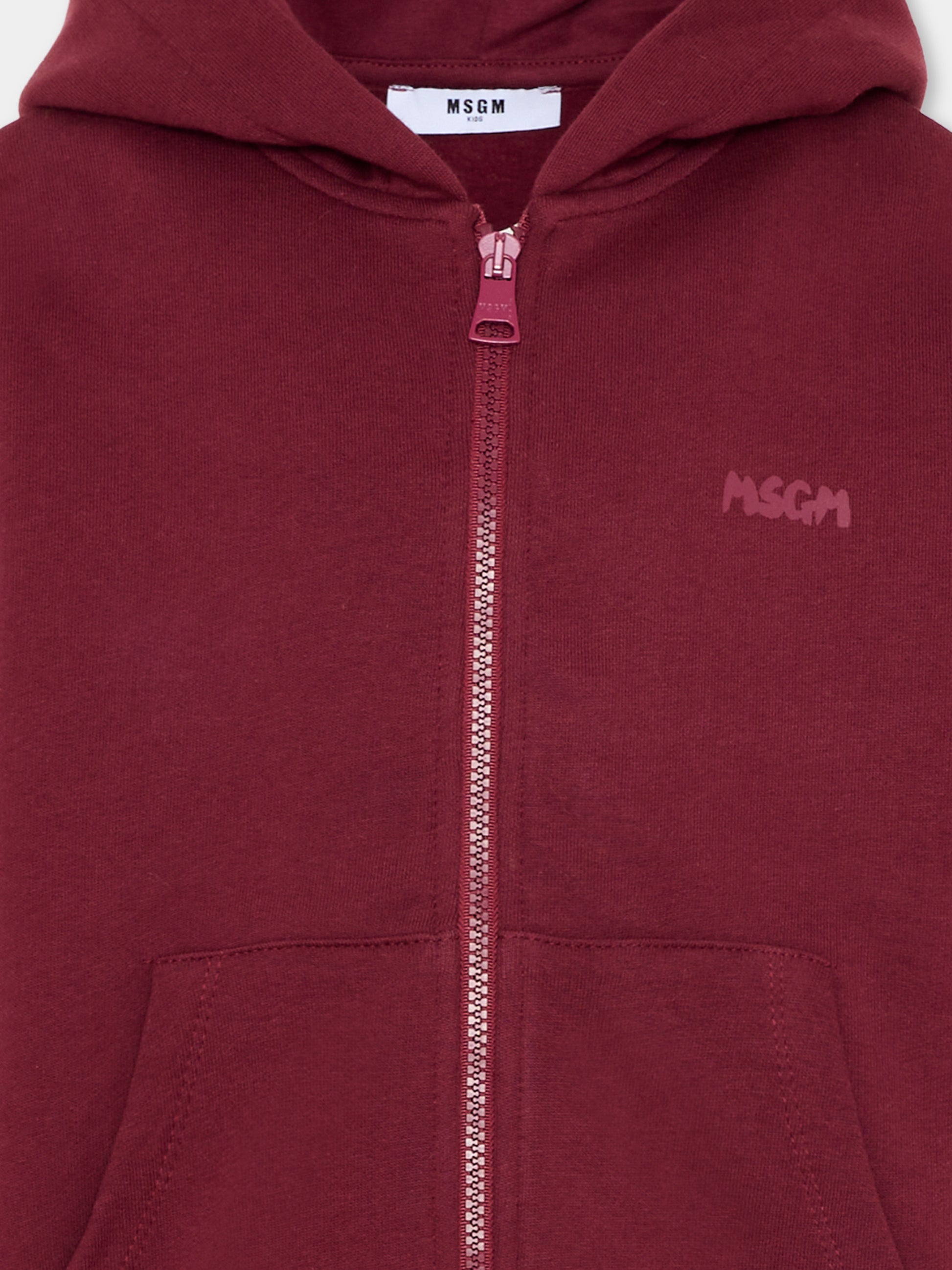 Felpa bordeaux per bambini con logo,Msgm Kids,F5MSJUZH002 MS034