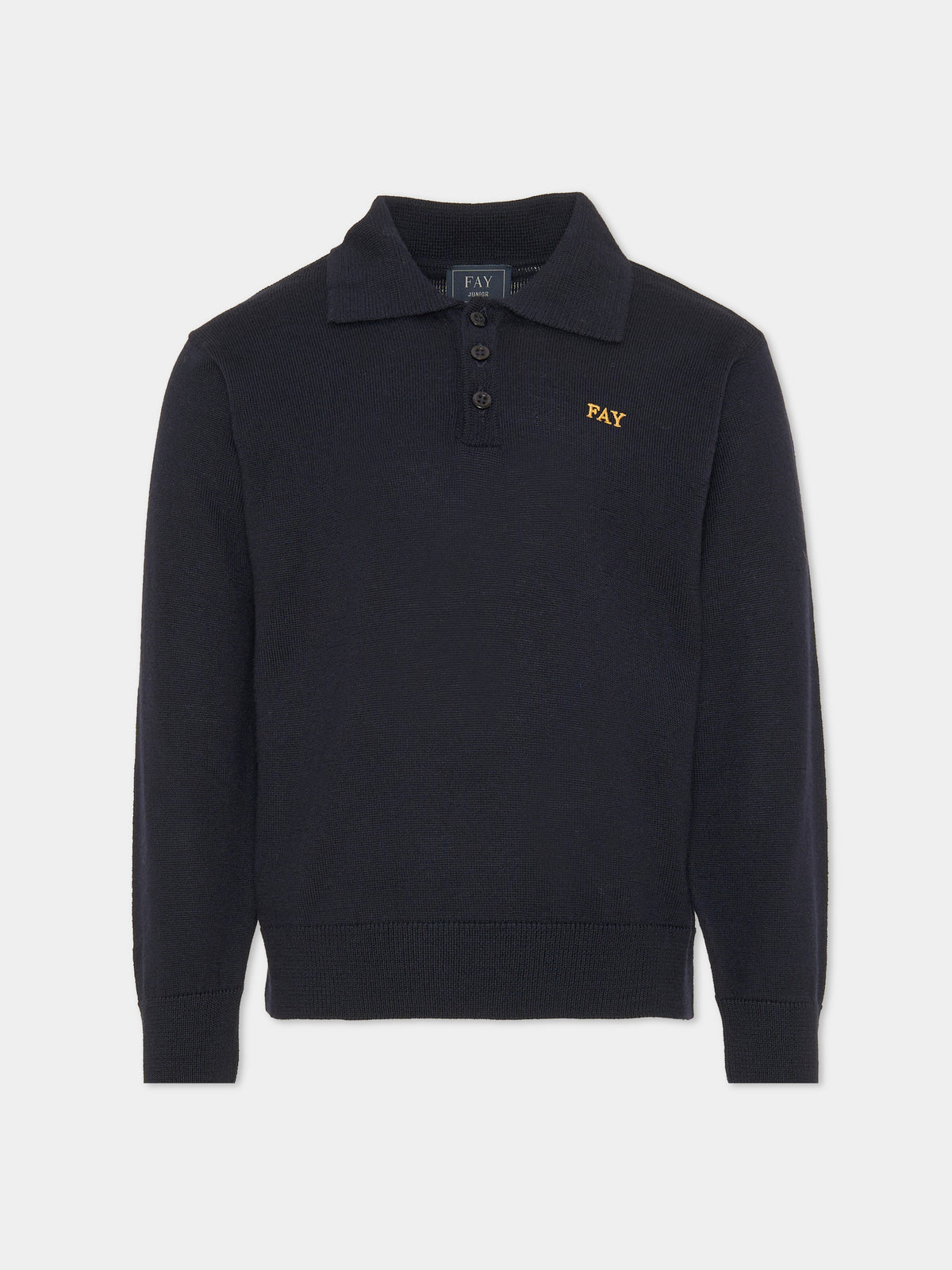 Polo a manica lunga blu in maglia per bambino,Fay Kids,FZ9H20 W0012 621