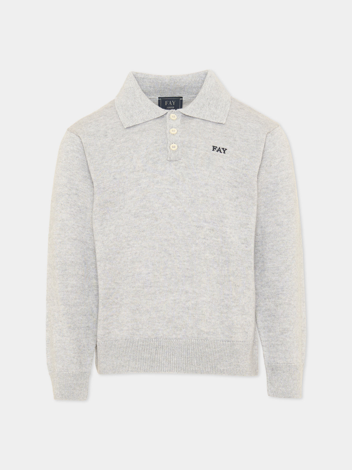 Polo a manica lunga grigia in maglia per bambino,Fay Kids,FZ9H20 W0033 805