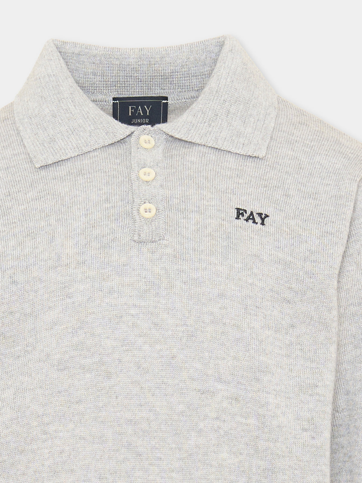 Polo a manica lunga grigia in maglia per bambino,Fay Kids,FZ9H20 W0033 805