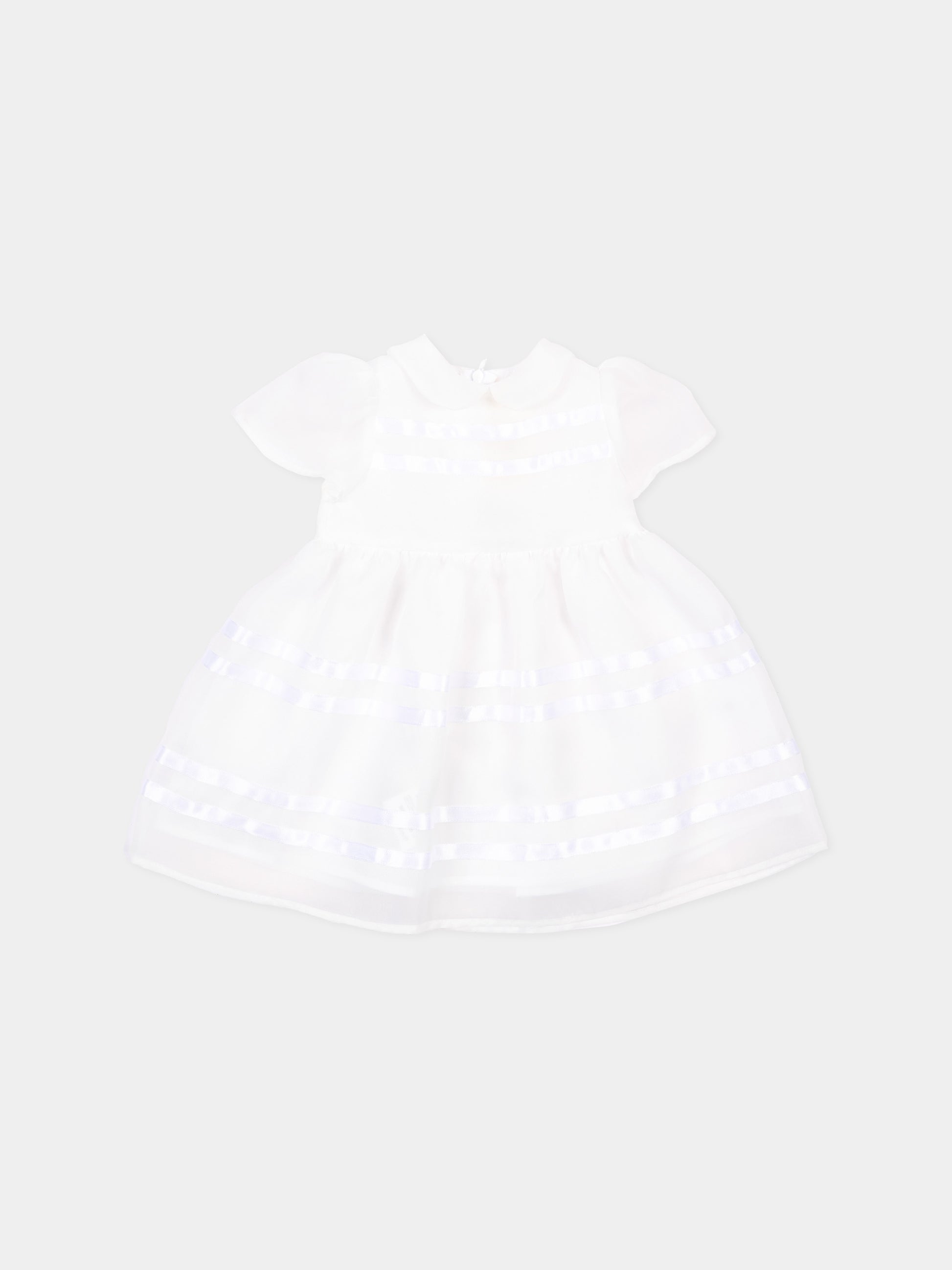Abito bianco per neonata con nastri,Simonetta,SZ1011 O0075 100