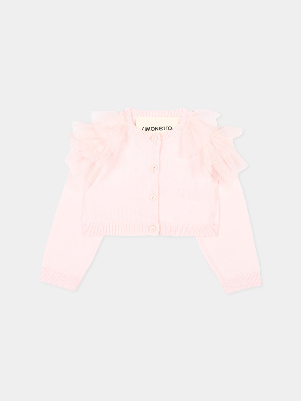 Cardigan rosa per neonata con ruches,Simonetta,SZ9020 W0012 501