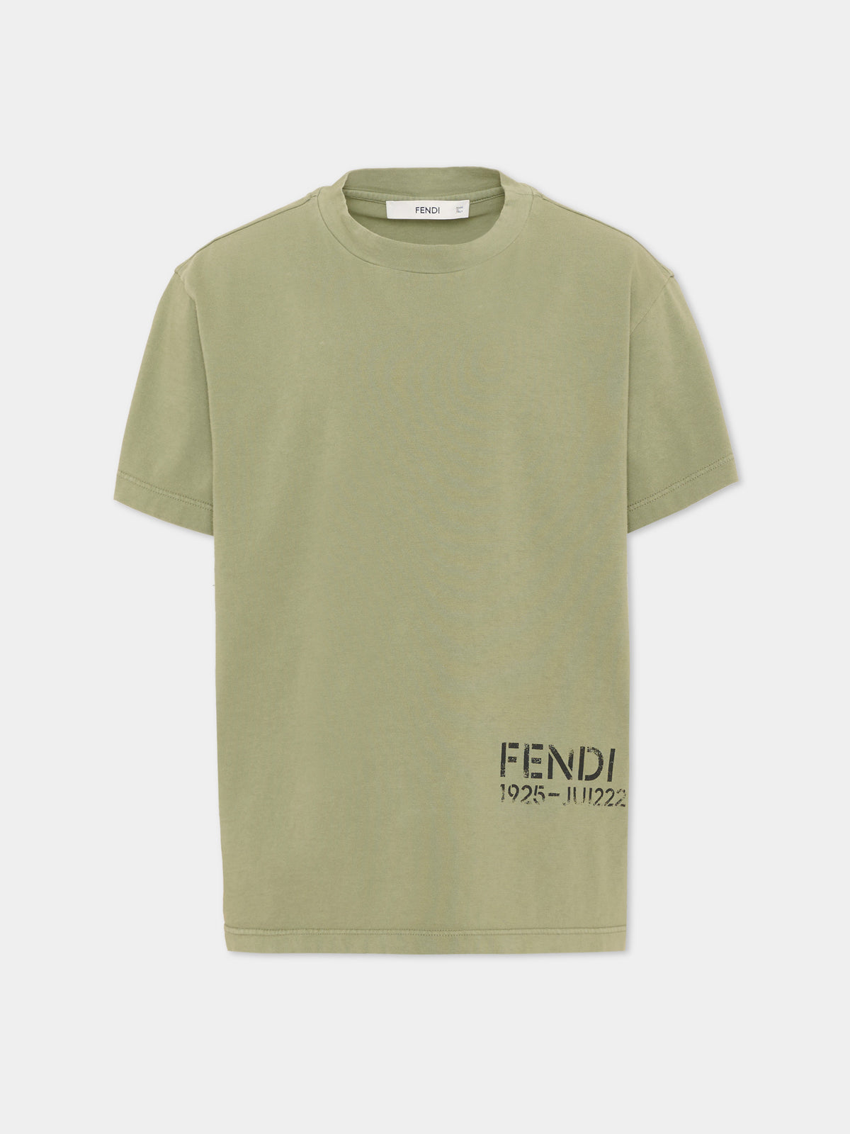T-shirt a manica corta verde per bambini con logo,Fendi Kids,JUI222 B1LF F0QQ4