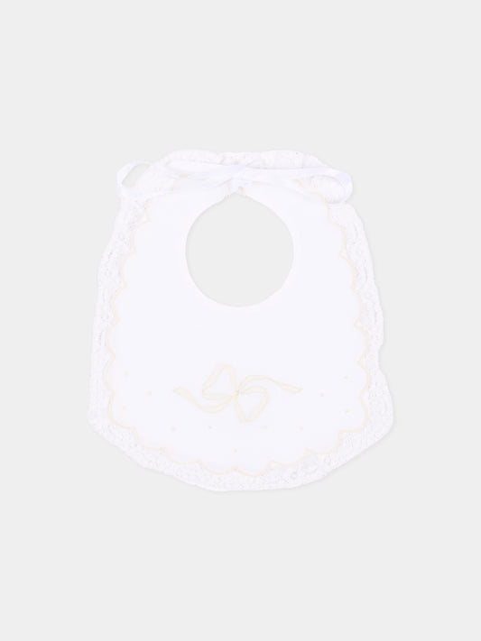 Bavaglini avorio per neonata ricamato,Mariella Ferrari,BAA1 AVORIO